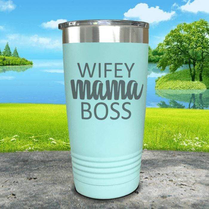 Wifey Mama Boss Engraved Tumblers Tumbler ZLAZER 20oz Tumbler Mint 