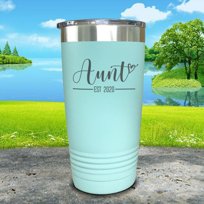 Personalized Aunt EST Script Heart Engraved Tumbler