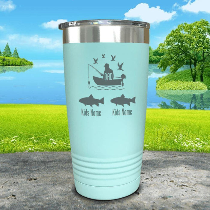 Fishing Dad (CUSTOM) With Child's Name Engraved Tumblers Tumbler ZLAZER 20oz Tumbler Mint 