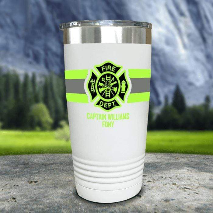 Personalized Firefighter FULL Wrap Color Printed Tumblers Tumbler ZLAZER 20oz Tumbler White 