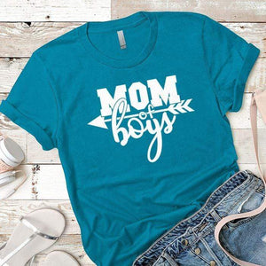 Mom Of The Boys Premium Tees T-Shirts CustomCat Turquoise X-Small 