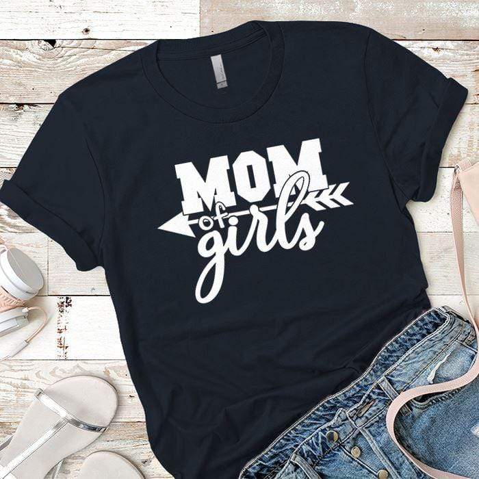 Mom Of The Girls Premium Tees T-Shirts CustomCat Midnight Navy X-Small 