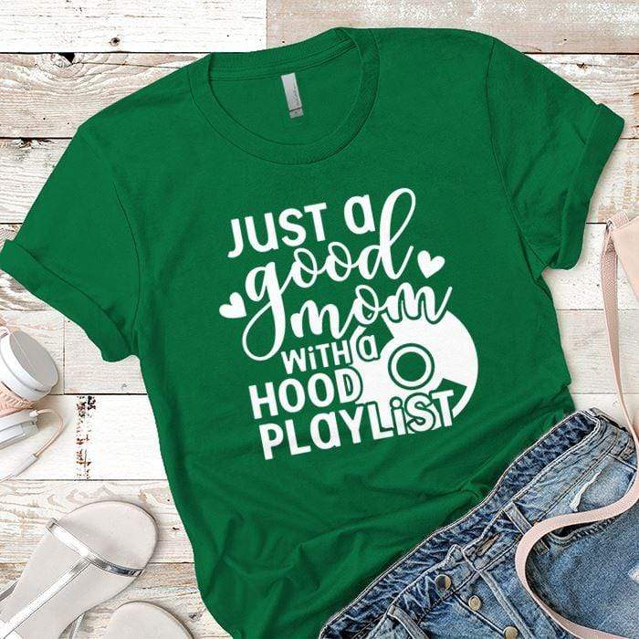 Hood Playlist Premium Tees T-Shirts CustomCat Kelly Green X-Small 