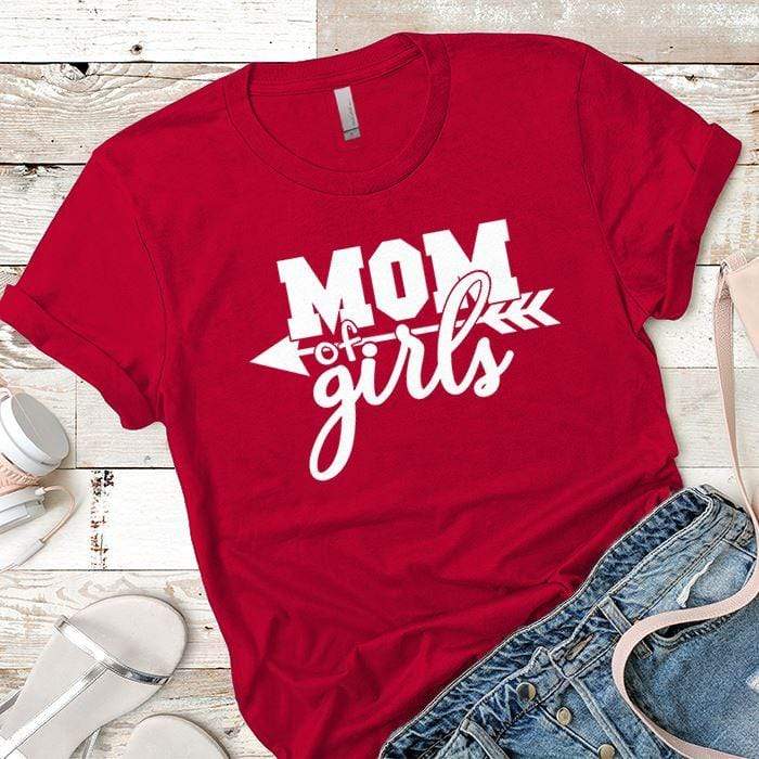 Mom Of The Girls Premium Tees T-Shirts CustomCat Red X-Small 