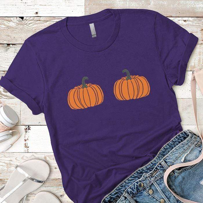 2 Pumpkins Premium Tees T-Shirts CustomCat Purple Rush/ X-Small 