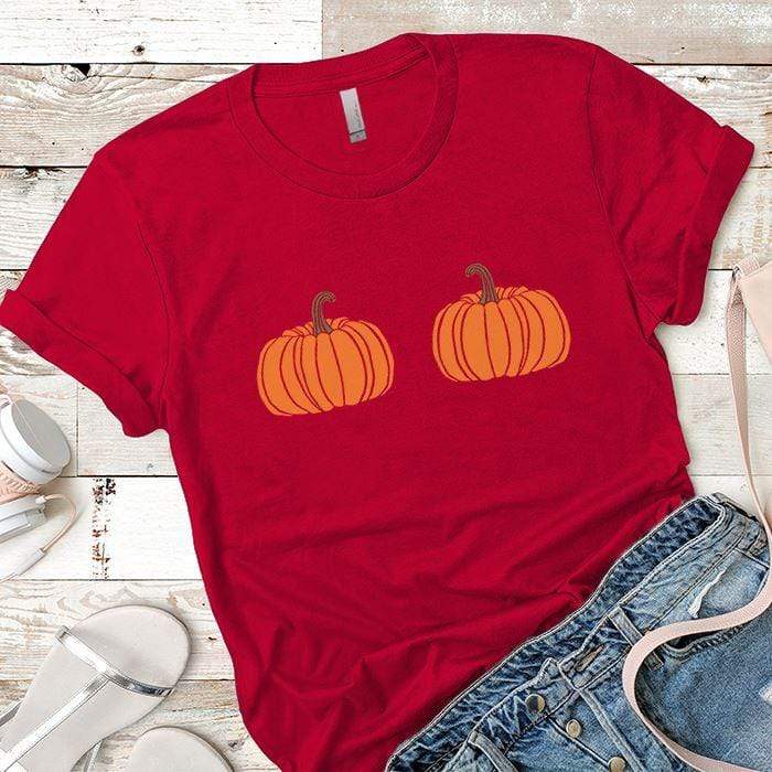 2 Pumpkins Premium Tees T-Shirts CustomCat Red X-Small 