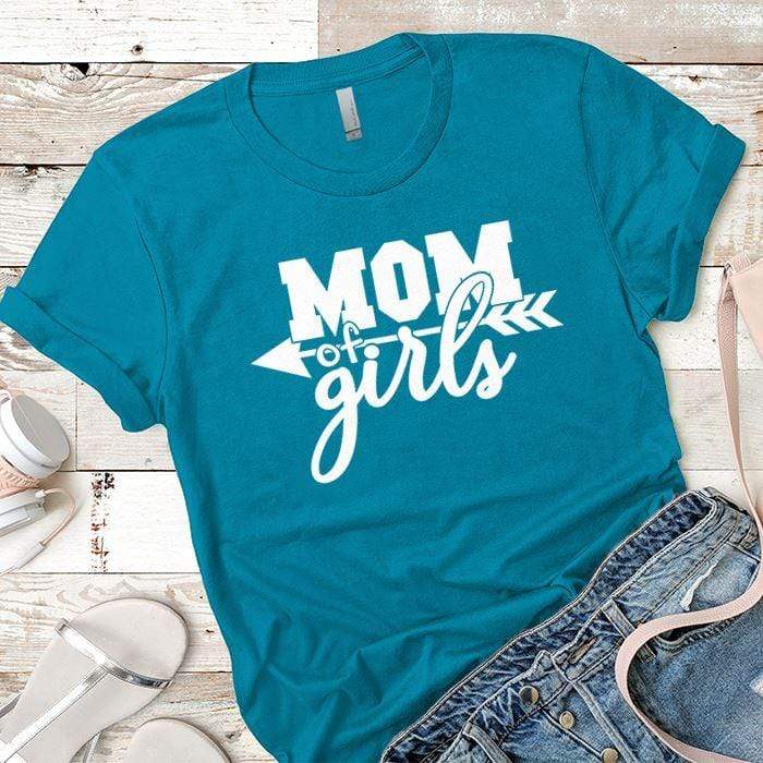 Mom Of The Girls Premium Tees T-Shirts CustomCat Turquoise X-Small 