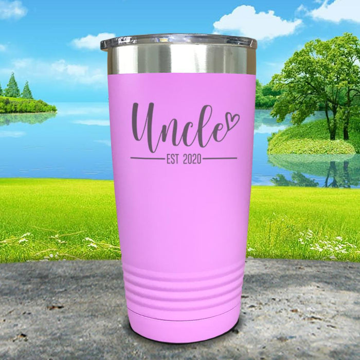 Personalized Uncle EST Script Heart Engraved Tumbler