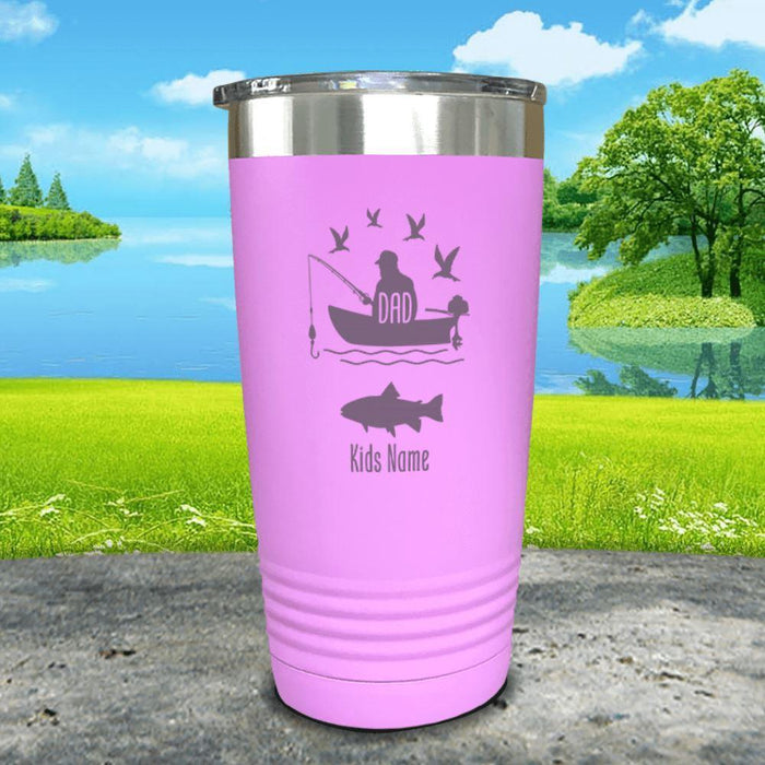 Fishing Dad (CUSTOM) With Child's Name Engraved Tumblers Tumbler ZLAZER 20oz Tumbler Lavender 