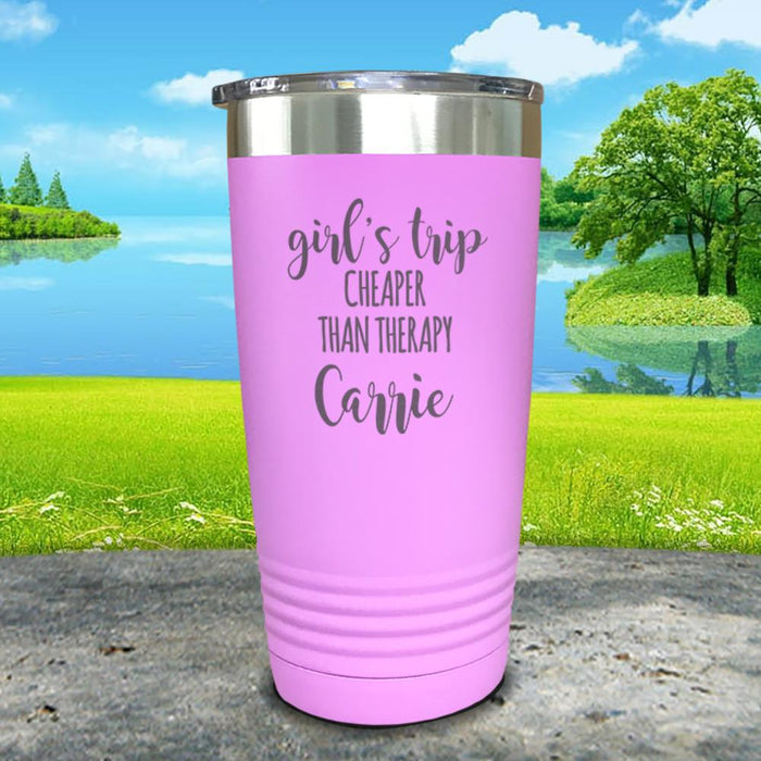 Personalized Girls Trip Cheaper Than Therapy Engraved Tumbler