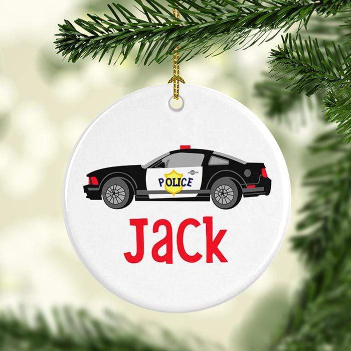 Police Car Personalized Ceramic Ornaments