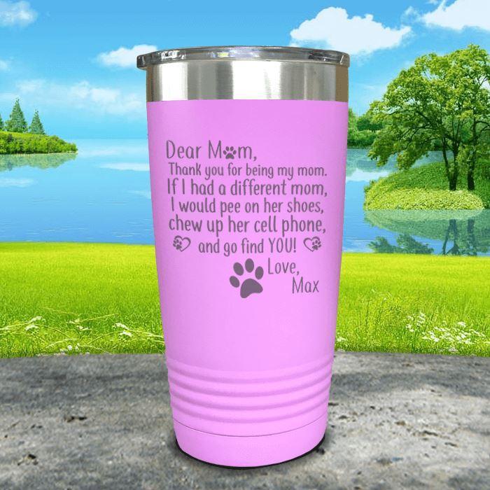 PERSONALIZED Dear Dog Mom Love Your Dog Engraved Tumbler Tumbler ZLAZER 20oz Tumbler Lavender 