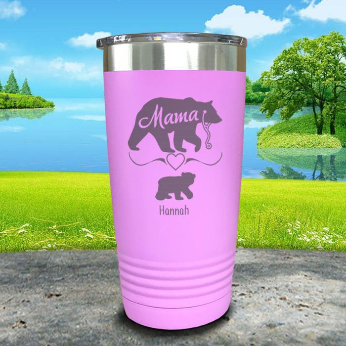 Mama Bear Nurse (CUSTOM) With Child's Name Engraved Tumblers Tumbler ZLAZER 20oz Tumbler Lavender 