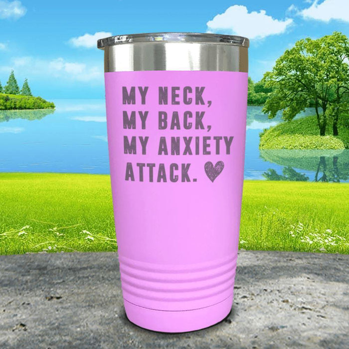 My Neck My Back Anxiety Attack Engraved Tumbler Tumbler ZLAZER 20oz Tumbler Lavender 