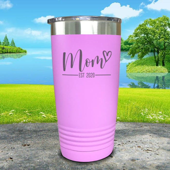 Personalized Mom EST Script Heart Engraved Tumbler