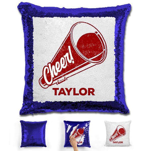 Cheerleader Personalized Magic Sequin Pillow Pillow GLAM Blue Maroon 