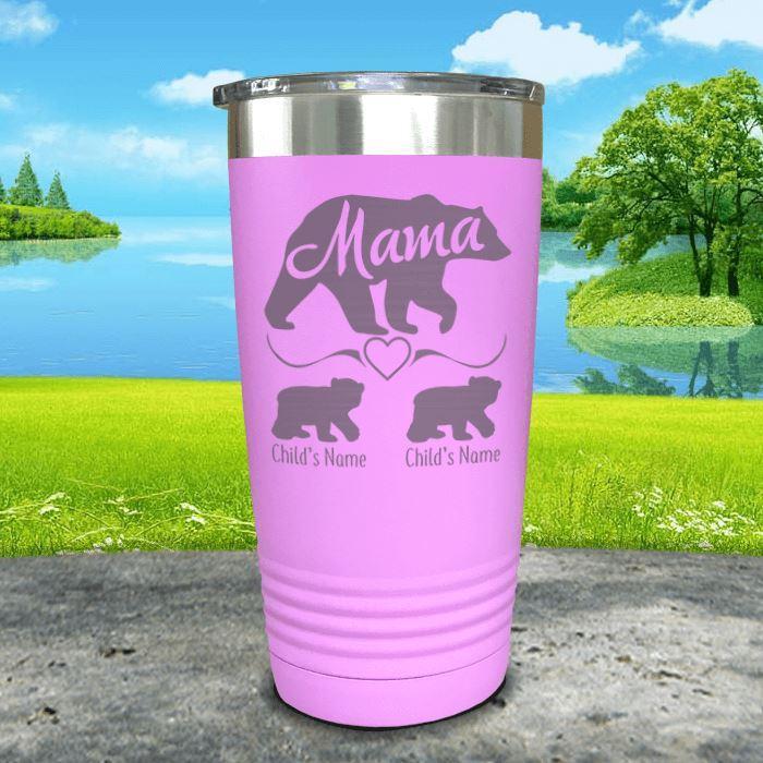 Mama Bear (CUSTOM) With Child's Name Engraved Tumblers Tumbler ZLAZER 20oz Tumbler Lavender 