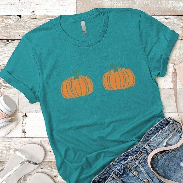 2 Pumpkins Premium Tees T-Shirts CustomCat Tahiti Blue X-Small 