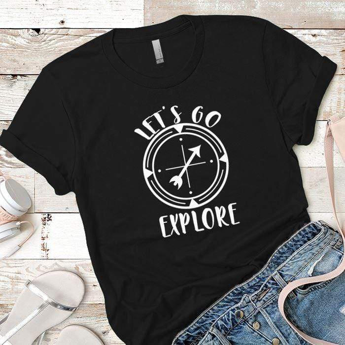 Let's Go Explore 2 Premium Tees T-Shirts CustomCat Black X-Small 