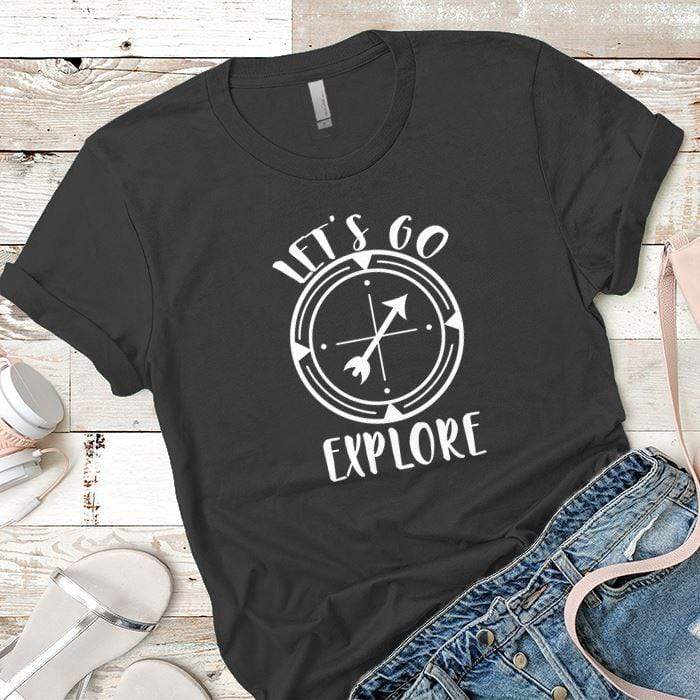 Let's Go Explore 2 Premium Tees T-Shirts CustomCat Heavy Metal X-Small 