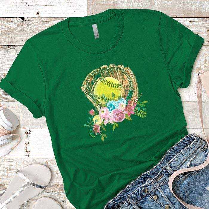 Softball Glove Premium Tees T-Shirts CustomCat Kelly Green X-Small 