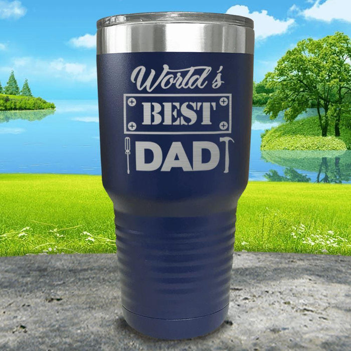 World's Best Dad Engraved Tumbler Tumbler ZLAZER 30oz Tumbler Navy 