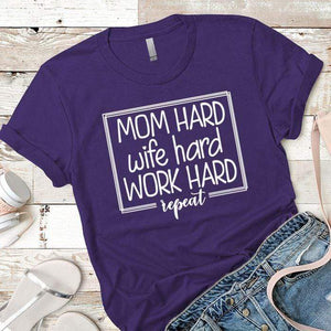 Mom Wife Work Hard Premium Tees T-Shirts CustomCat Purple Rush/ X-Small 