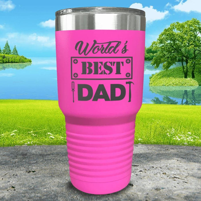 World's Best Dad Engraved Tumbler Tumbler ZLAZER 30oz Tumbler Pink 