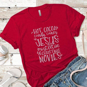 Hot Cocoa Candy Canes Premium Tees T-Shirts CustomCat Red X-Small 