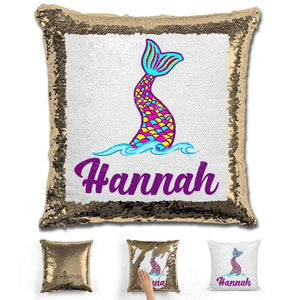 Mermaid Tail Personalized Magic Sequin Pillow Pillow GLAM Gold 
