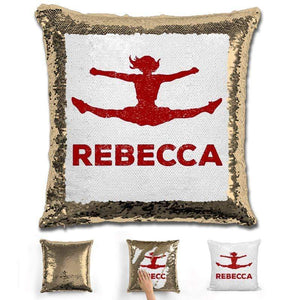 Competitive Cheerleader Personalized Magic Sequin Pillow Pillow GLAM Gold Maroon 