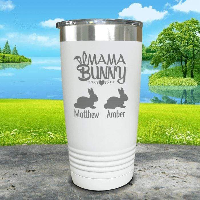 Mama Bunny (CUSTOM) With Child's Name Engraved Tumblers Tumbler ZLAZER 20oz Tumbler White 