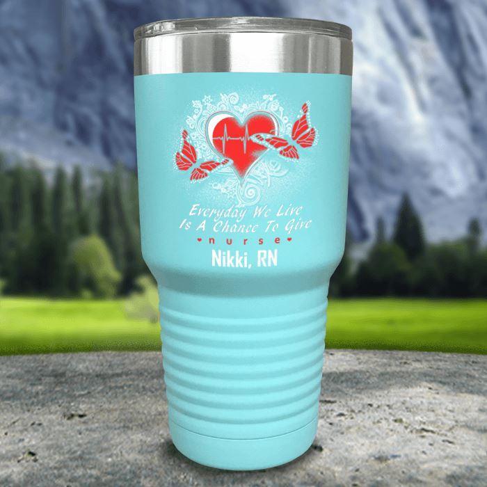 Personalized Nurse Give Color Printed Tumblers Tumbler ZLAZER 30oz Tumbler Mint 