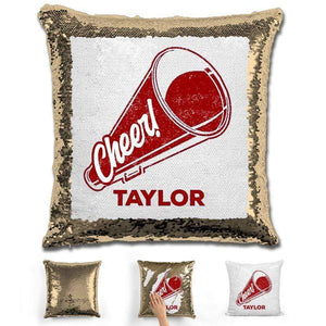 Cheerleader Personalized Magic Sequin Pillow Pillow GLAM Gold Maroon 