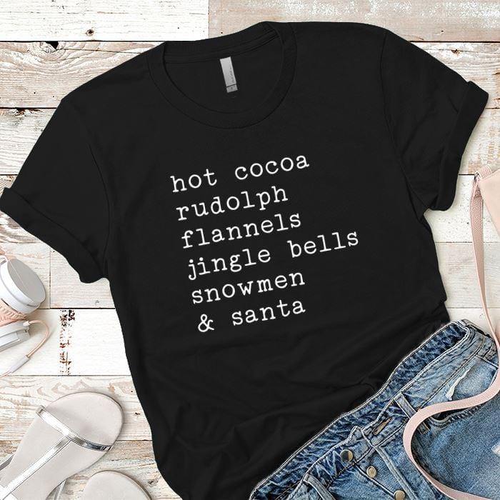 Hot Cocoa Rudolp Flannels Premium Tees T-Shirts CustomCat Black X-Small 