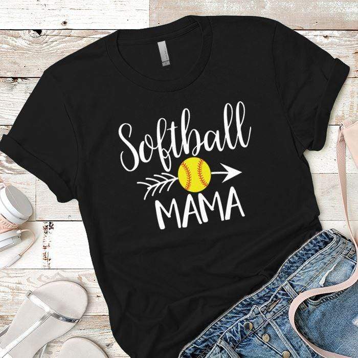 Softball Mama Premium Tees T-Shirts CustomCat Black X-Small 