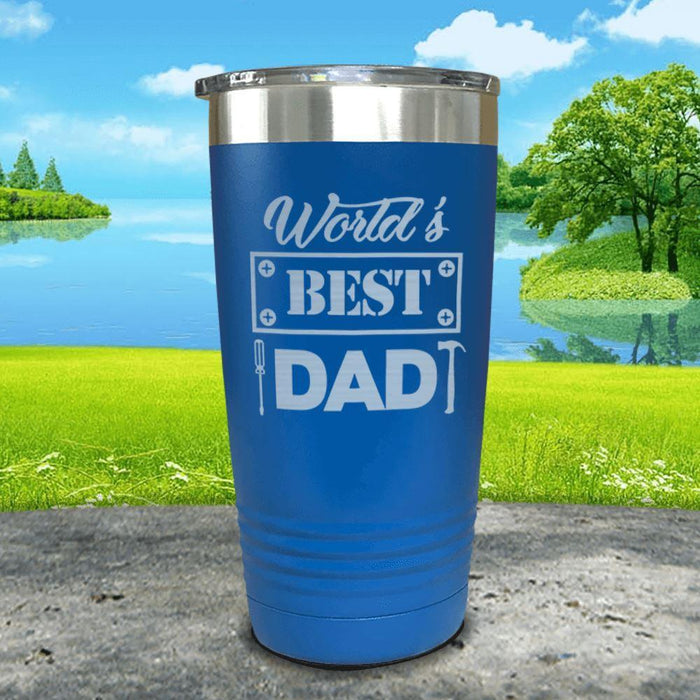 World's Best Dad Engraved Tumbler Tumbler ZLAZER 20oz Tumbler Blue 