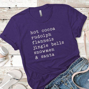 Hot Cocoa Rudolp Flannels Premium Tees T-Shirts CustomCat Purple Rush/ X-Small 