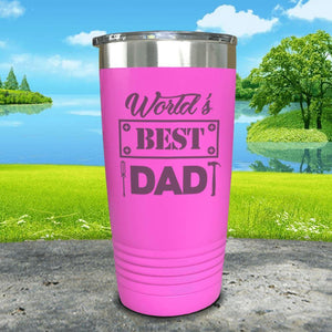 World's Best Dad Engraved Tumbler Tumbler ZLAZER 20oz Tumbler Pink 