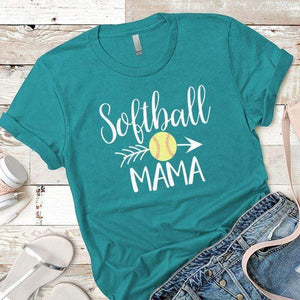 Softball Mama Premium Tees T-Shirts CustomCat Tahiti Blue X-Small 
