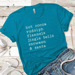 Hot Cocoa Rudolp Flannels Premium Tees T-Shirts CustomCat Turquoise X-Small 
