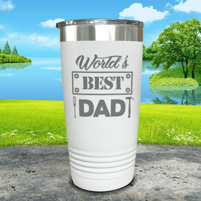 World's Best Dad Engraved Tumbler Tumbler ZLAZER 20oz Tumbler White 