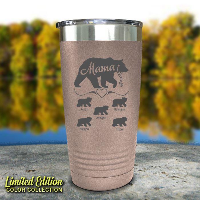 Mama Bear Nurse (CUSTOM) With Child's Name Engraved Tumblers Tumbler ZLAZER 20oz Tumbler Rose Gold 