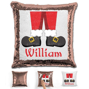 Personalized Santa Legs Magic Christmas Sequin Pillow Pillow GLAM Rose Gold 