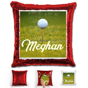 Golf Personalized Flip Sequin Pillow Pillow GLAM Red 