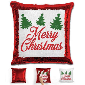 Merry Christmas Magic Sequin Pillow Pillow GLAM Red 