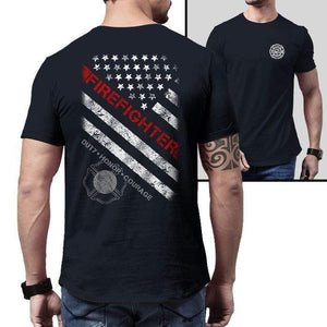 American Firefighter Duty Honor Courage Premium Tee T-Shirts CustomCat Midnight Navy X-Small 