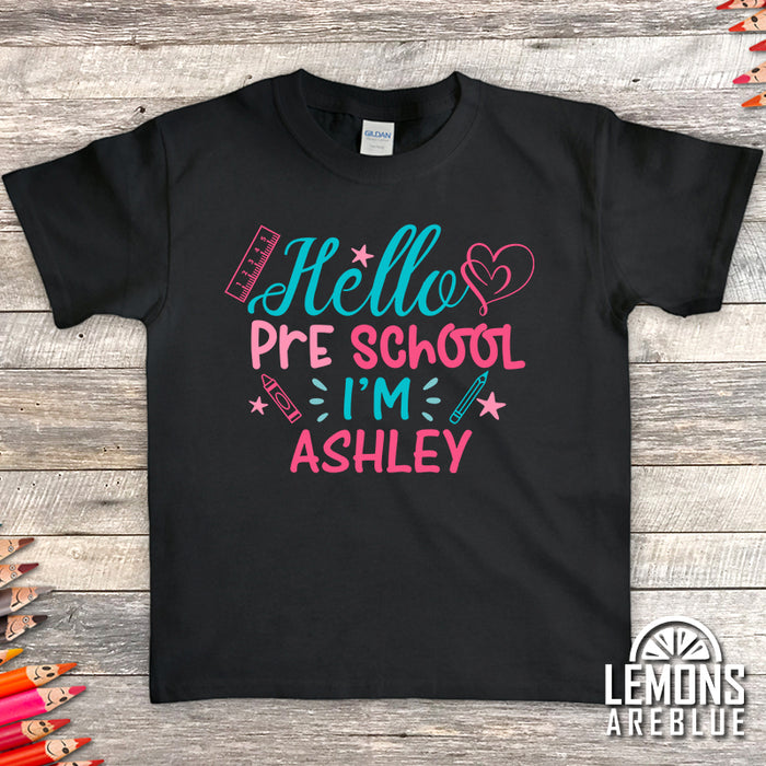 Hello School CUSTOM with Name Premium Youth Tees