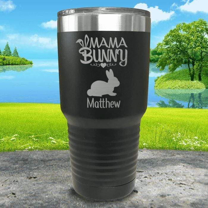 Mama Bunny (CUSTOM) With Child's Name Engraved Tumblers Tumbler ZLAZER 30oz Tumbler Black 