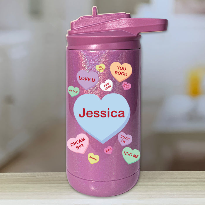 Personalized Candy Heart Kids Water Bottle Tumblers